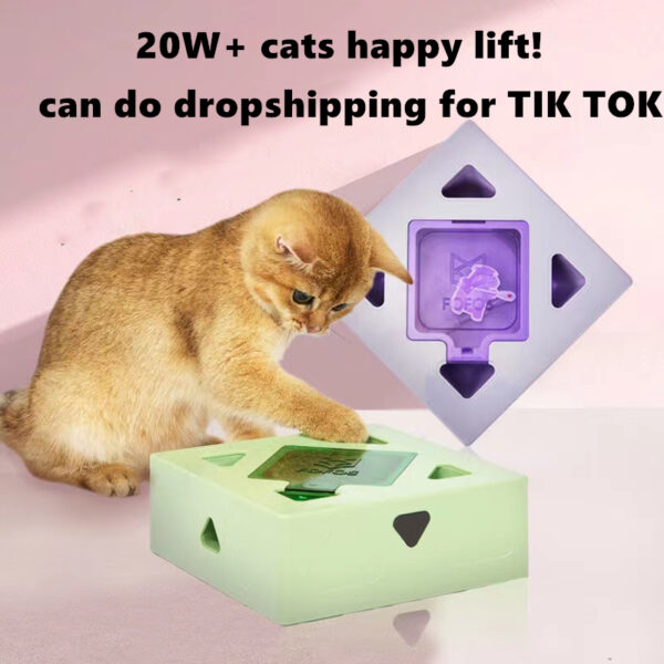 NEW Cat Hunt Toy Electric Cat Toy Sqaure Magic Box Smart Teasing Stick Crazy Game Interactive Cat Feather Toy Cat Catching Mouse